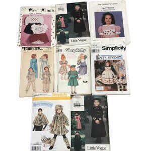 Lot of 8 Little Girl's Sewing Patterns All Uncut and Factory Folded Various Size